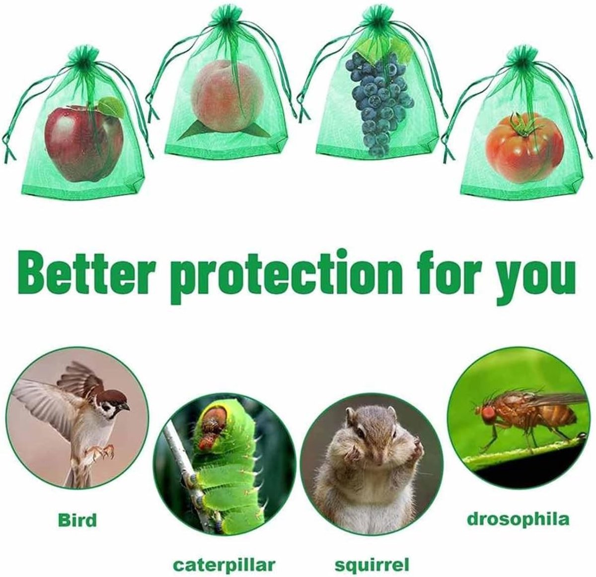 Set van 20 Beschermhoezen voor Druiven, Fruitbescherming, Organza Tassen met Trekkoord, Tuin, Netzakken, Bescherming Tegen Wespen, Vogels en Vliegen 10 x 12 cm, Zwart