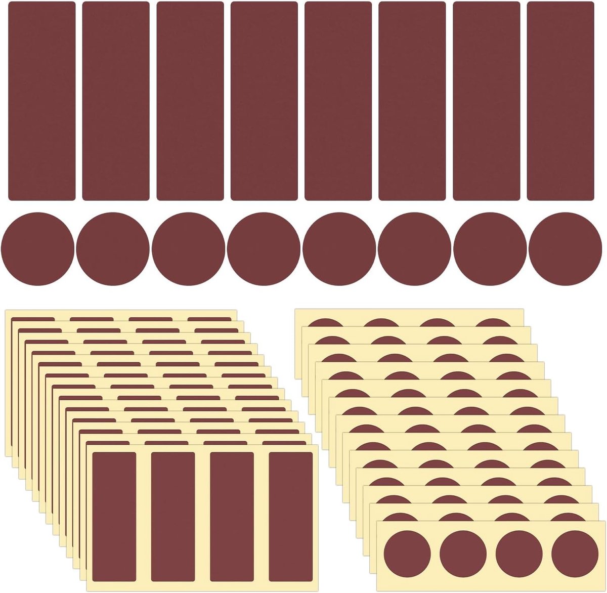 120 Stuks Aansteekpapier met Lijm, 60 Ronde en 60 Rechthoekige Vellen voor Vervanging van Aansteekplank - Ideaal voor Kaarsen, Vuurkorven en Kachels