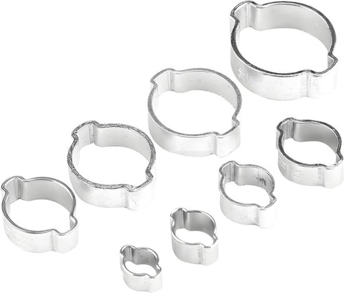 Slangklemmen Assortiment 10 Stuks - Roestvrij Staal - Instelbare Buisklemmen - Twee-Oor Klemmen - 5-23 mm - Perfect voor Slangen - Buisklem