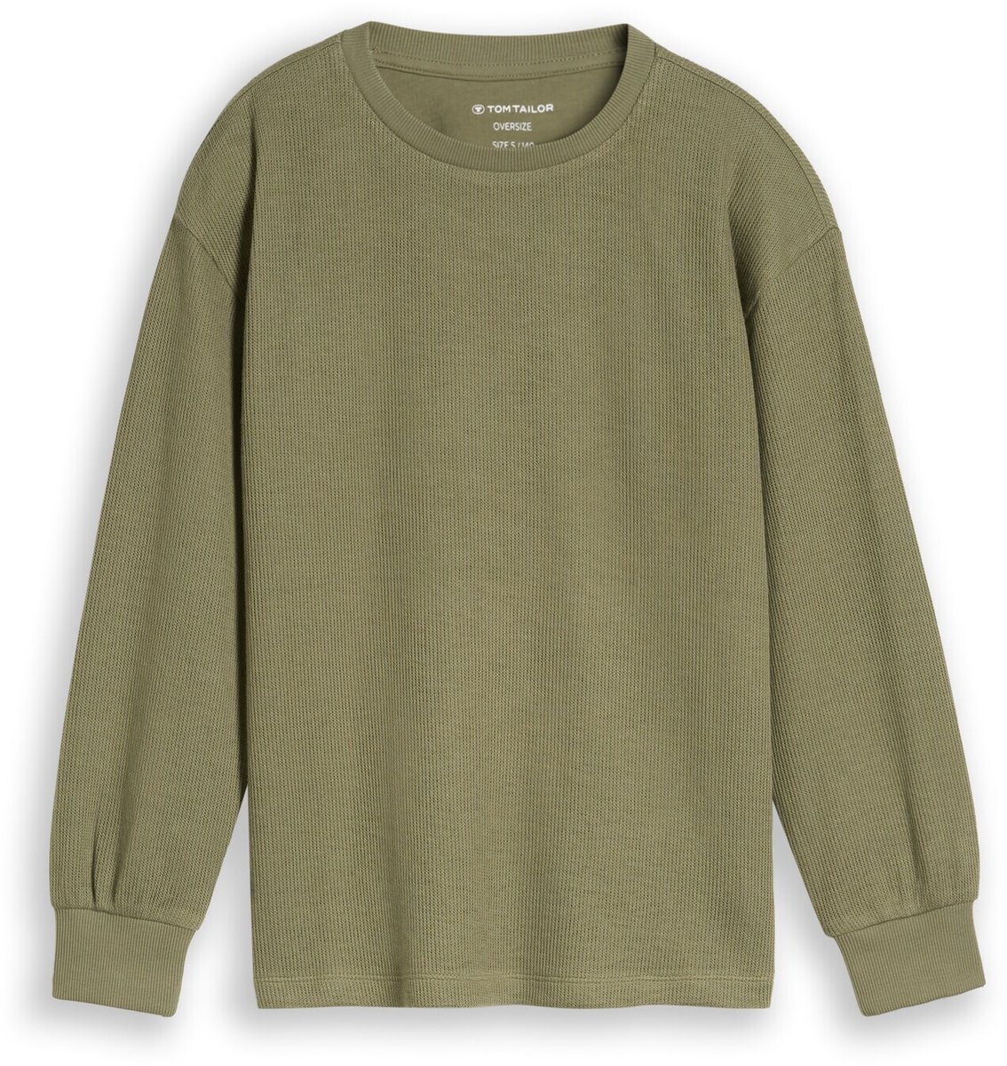 Tom Tailor - Oversized shirt met lange mouwen in gebreide look - Maat 152 - tree moss green