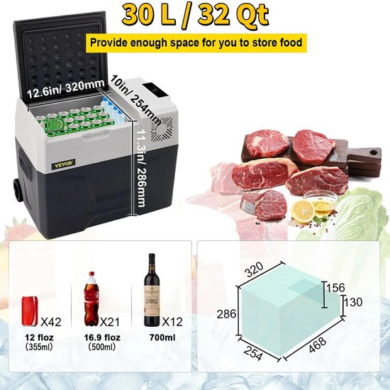 6Seven - Elektrische koelbox - Camping koelkast - Auto koelbox - Mini koelkast - Auto koelkast - Compressor koelbox - 30L van Waves — afbeelding 3
