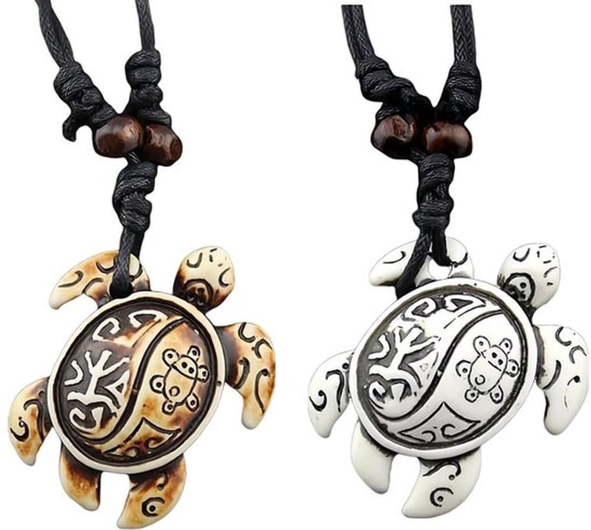 Zeeschildpad Halsketting - 2 Stuks - Hanger - Dier Sieraden - Cadeau Voor Jongens/Heren - Duurzaam Kunsthars - 4 cm