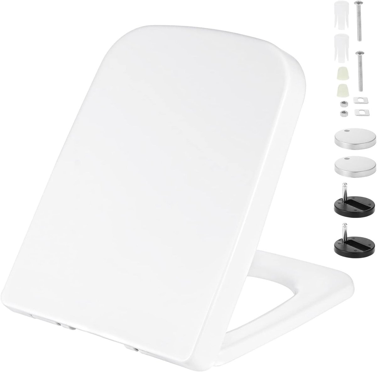 Wc-bril met softclose - Wit - Vierkant - Polypropyleen - Met snelsluiting en antibacterieel materiaal