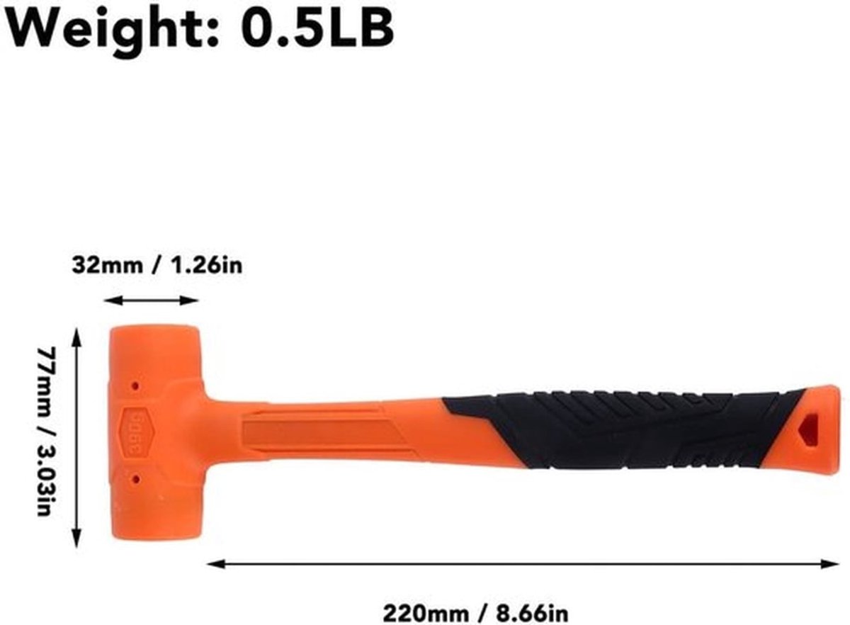 Rubber Hamer 0,5 lb - Niet-elastisch Ontwerp - Hamer voor Ambachten - Houtwerk - Efficiënte Slagen - Lichtgewicht