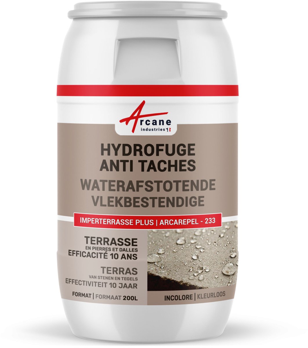 Waterafstotende olieafstotende behandeling voor terras - Oplosmiddelhoudende waterafstotende behandeling met langdurig effect: A