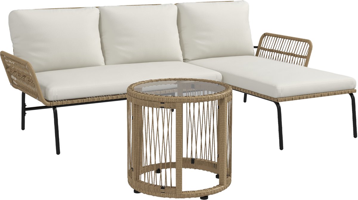 Tuin bank - Outdoor tuin Vintage bank - met voetsteuning - voorzien van een koffietafel en comfortabele kussens