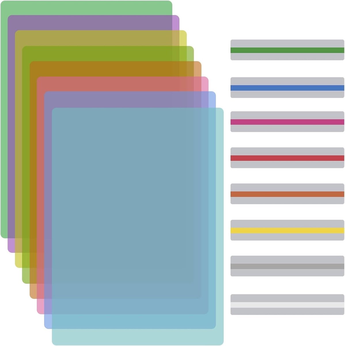 Kleurige Overlay Strips voor Dyslexie - 16 Stuks van 76 x 21/19 x 3.2cm, Oogzorg, Leeshulpmiddelen en Visuele Stressvermindering