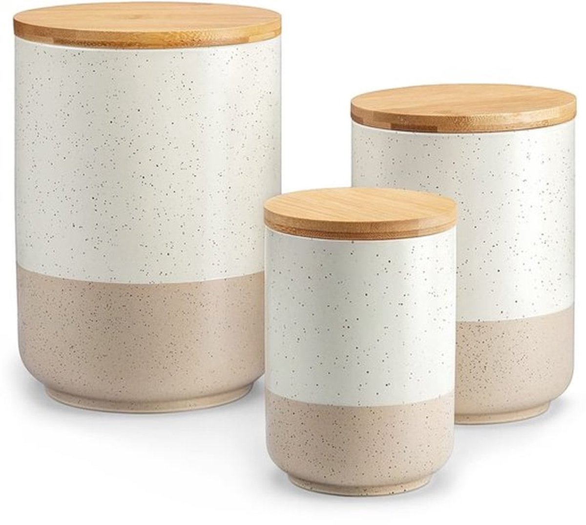 Keukenpotten Set - 3 Stuks - Luchtdichte Deksel - 2200ml/1130ml/550ml - Keramisch - Opslag voor Suiker/Koffie/Specerijen - Opslagpotten