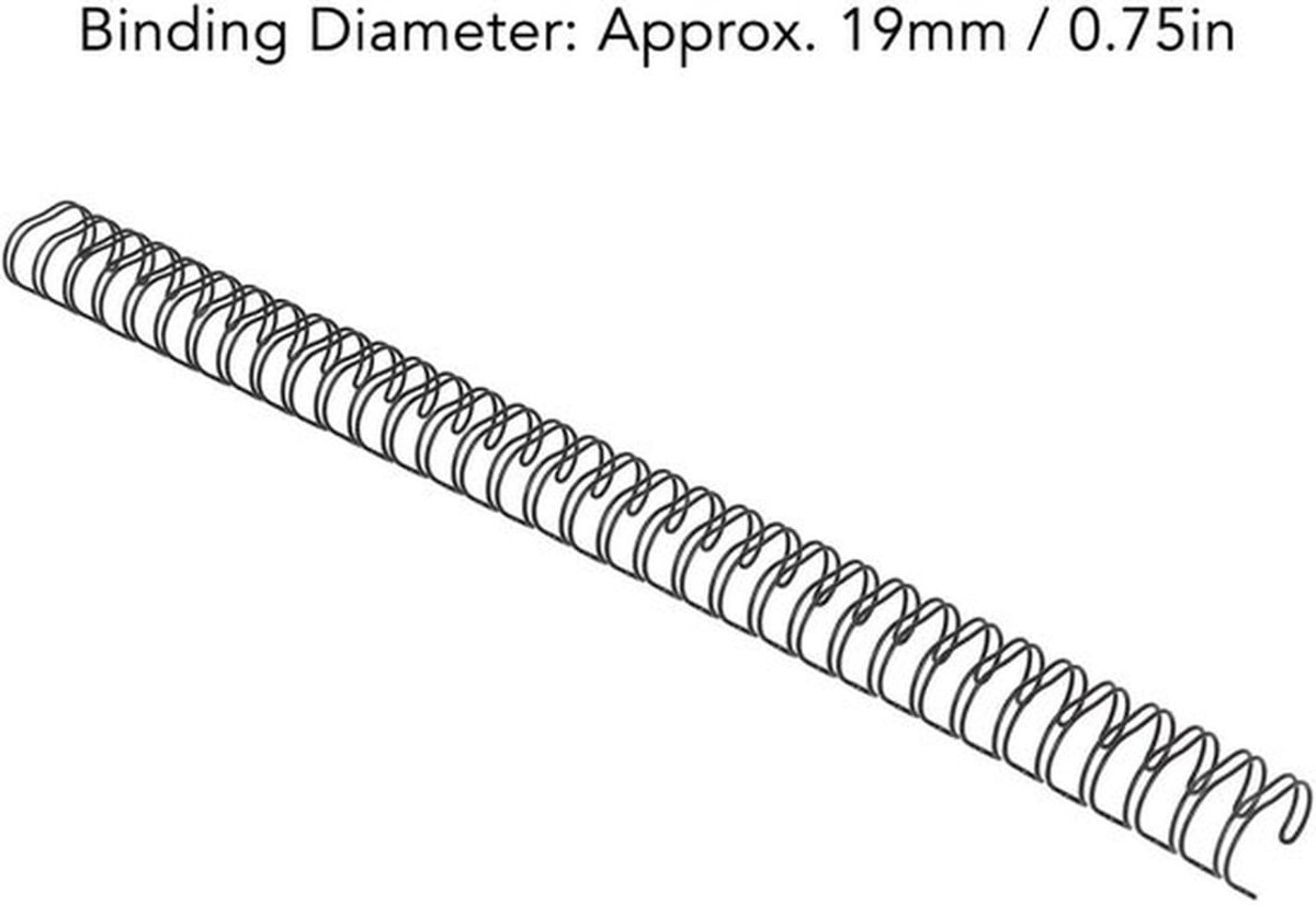 Draadbinder Hoge Papiercapaciteit - Dubbele Lus - Metalen Binnenkant - 34 Lussen - 19 Mm Diameter - Duurzame Nyloncoating - Bindrug