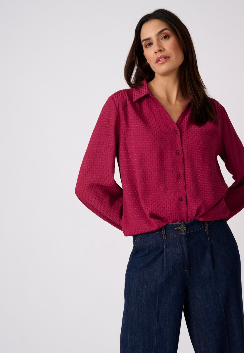 Damart - Jacquard blouse met reliëf - Dames - Violet - 40