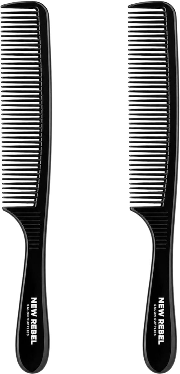NEW REBEL Carbon Kapperskam – Professionele Antistatische Haarkam – Knipkam & Stylingkam voor Heren en Dames – Zwart ( 2x )