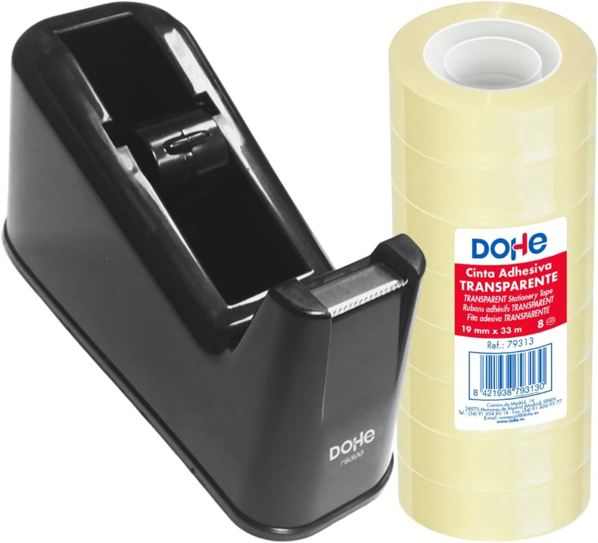 Plakbanddispenser - Zwart - 19 mm x 33 m - Robuuste Dispenser met Antislip Onderkant - Voor Kantoorbenodigdheden