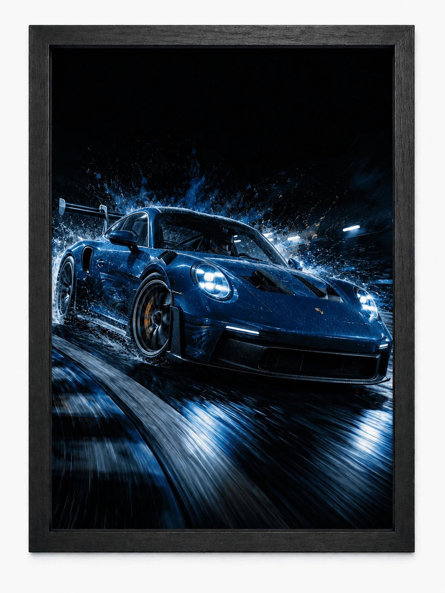Porsche 911 GT3 RS Poster | Sportauto Wanddecoratie | Inclusief Zwarte A4 Lijst