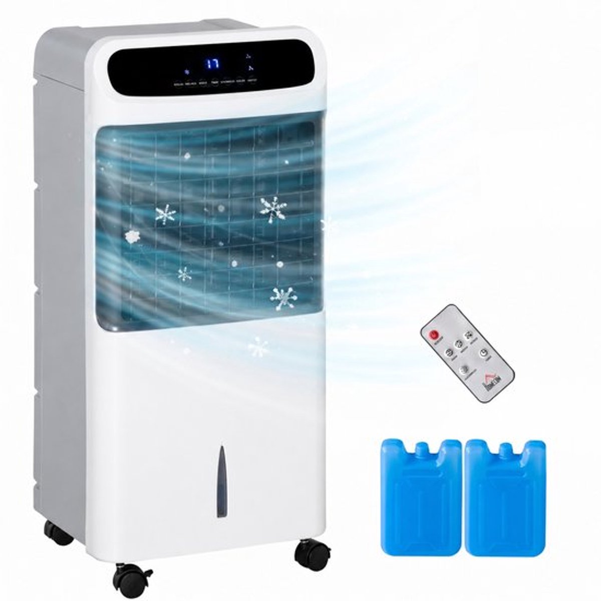 Sogiol® Aircooler - 4-in-1 verdamping sluchtkoeler - Draagbare Airconditioner - 12L Watertank - voor 25-35 m² - met Afstandsbediening & 12-uurs Timer - Wit