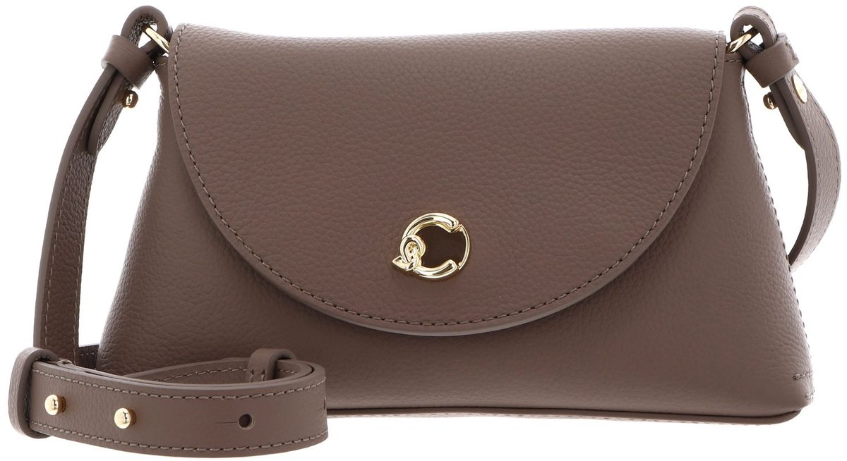 COCCINELLE Leren schoudertas Nikla Mini Bag Double Grainy Leather Warm Ta / Rosette Taupe