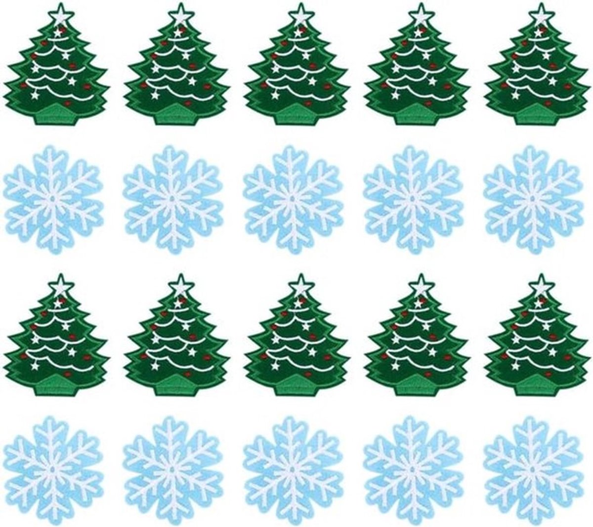 40 Stuks Polyester Kerst Patches, Duurzame Borduur Stof voor Kleding, Feestelijke Patches voor Strijken en Versieren van Jassen en Textiel