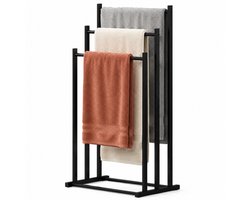 Sivableu Handdoekrek – 3 Armen - Badkamer – Handdoekenrek – Handdoek rek staand – Zonder boren - Vrijstaand – Zwart – Handdoekstang – Metaal - Handdoekenhouder