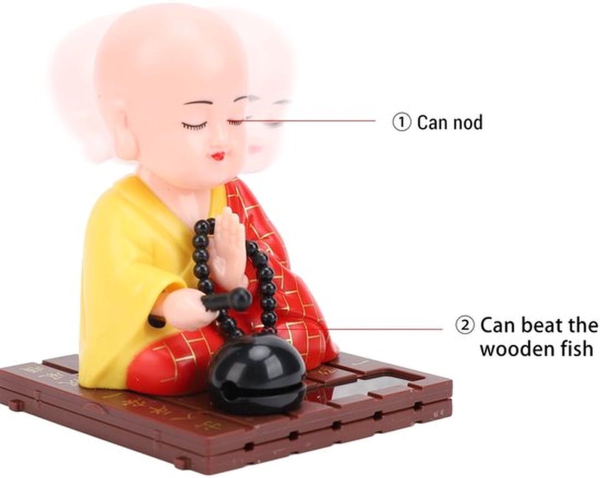 Monnik Ornament Geluk - Beeldje Decoratie - Zonne-energie - Levendig Figuur - Voor Binnen/Buiten - Voorspoedig Leven