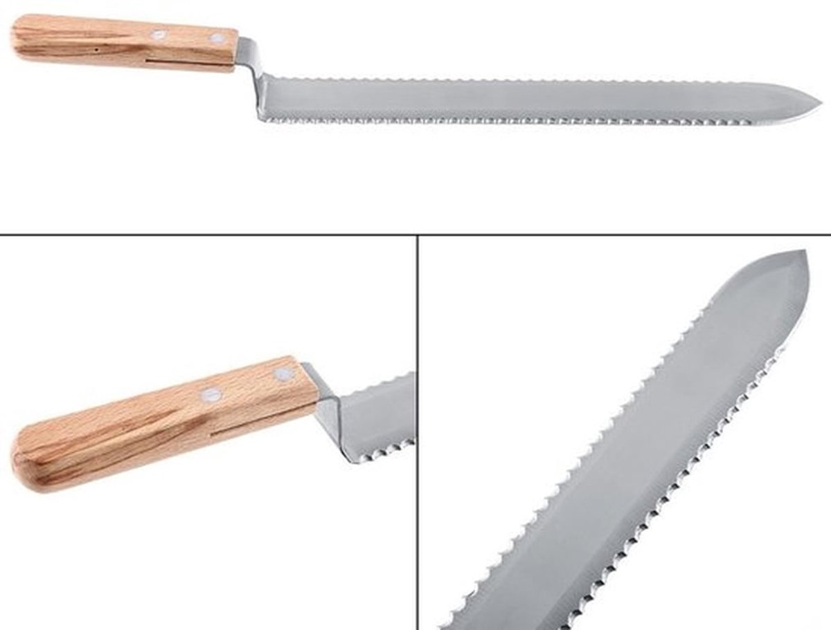 Honingextractor Z-vormig mes - Gekarteld ontwerp - Roestvrij staal - Ultradun/scherp - Houten handvat - Onmisbaar gereedschap voor imker - Bijenmes