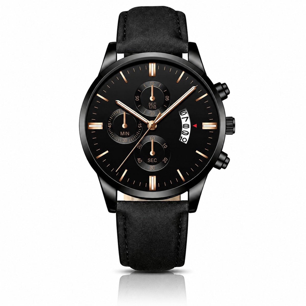 LGT JWLS Camden Zwart Roségoudkleurig Herenhorloge met Zwarte Band