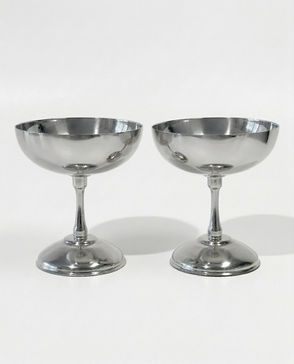 vtwonen - Coupes - Zilver - Metaal - Set van 2 - 9 cm