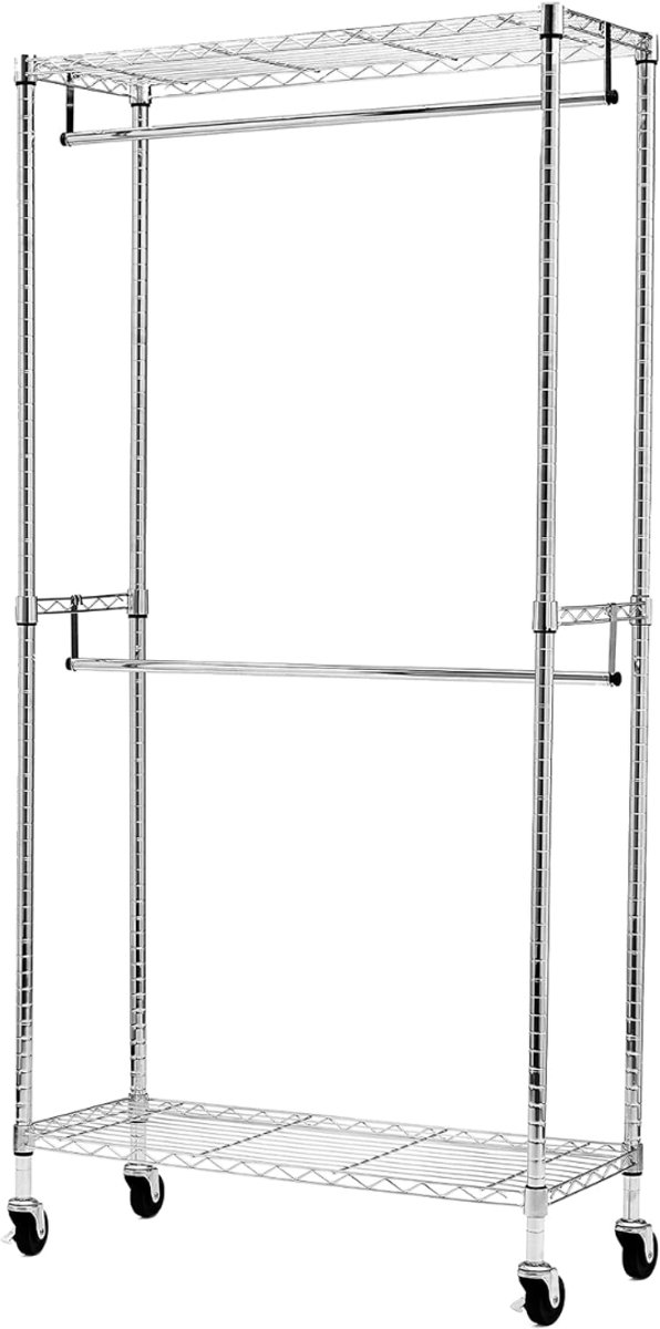 VALI® Kledingrek - Verstelbare Kledingstang - Kledingkast - Chroom - 36cm x 91cm x 183cm