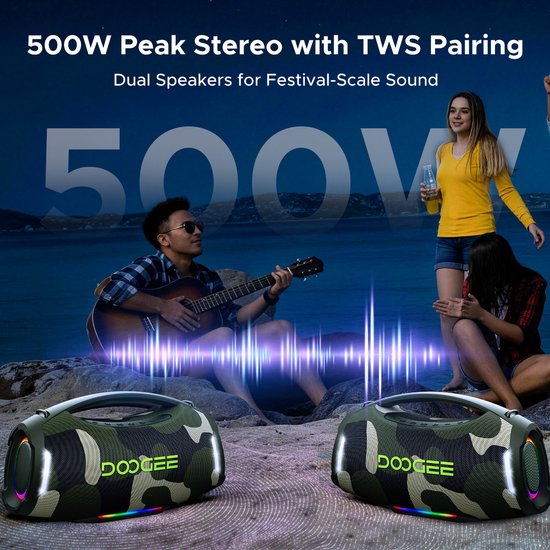 DOOGEE Wild Boom Pro - Bluetooth Speaker - Draadloze Bluetooth Speaker met Afneembare Draagriem - Waterdicht - Groen — afbeelding 4