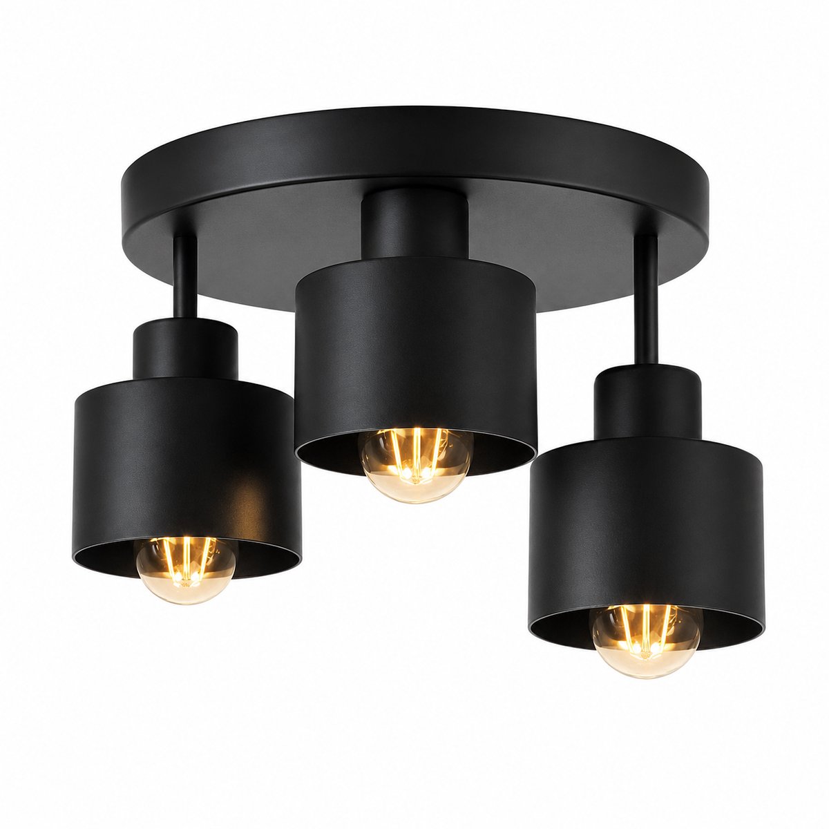 ZoeZo Industriële Plafondlamp 3-lichts - Plafond verlichting - Plafonnière - 3 x E27 - Metaal - Exclusief Lichtbronnen - Zwart