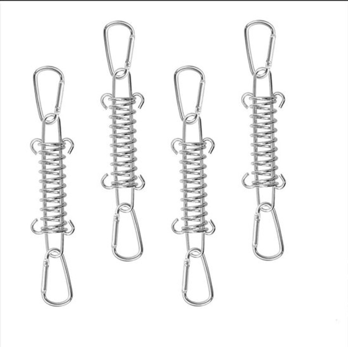- Veer - Carabiner haken - Sterke bevestiging - Camping - Spanningsveer - Geschikt voor voortent - Zilver
