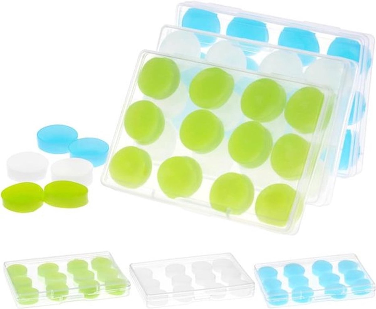 Siliconen Oordopjes voor Gehoorbescherming - Herbruikbaar - Slapen Zwemmen Reizen - 36 Paar - Blauw Groen Wit