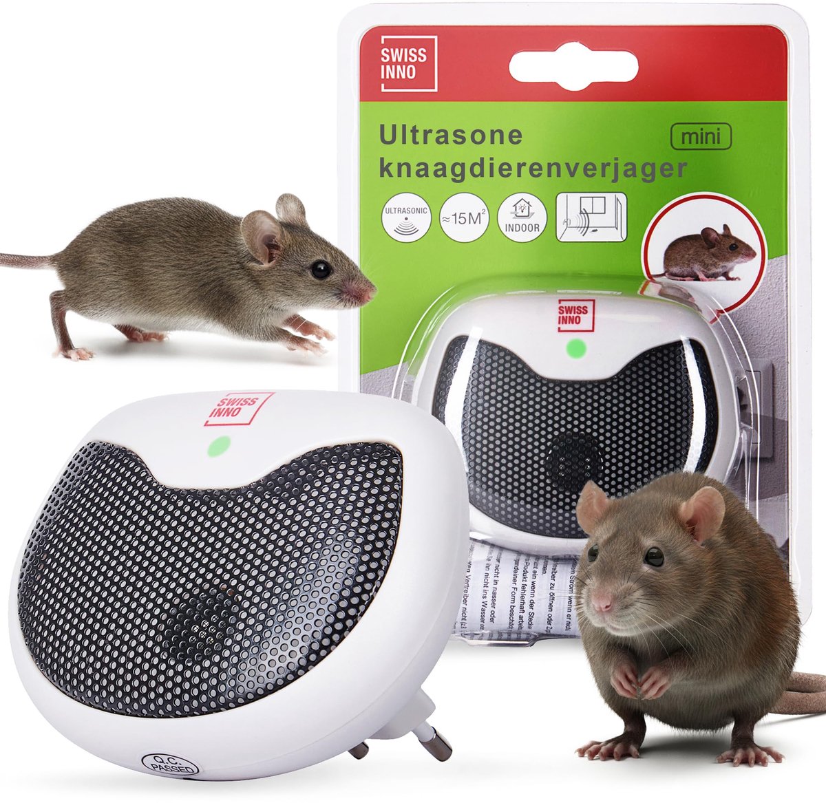 Ultrasone Ongedierteverjager – Stil & Elektrisch – Tegen Muizen en Ratten – Stopcontact – Bereik 15 m²