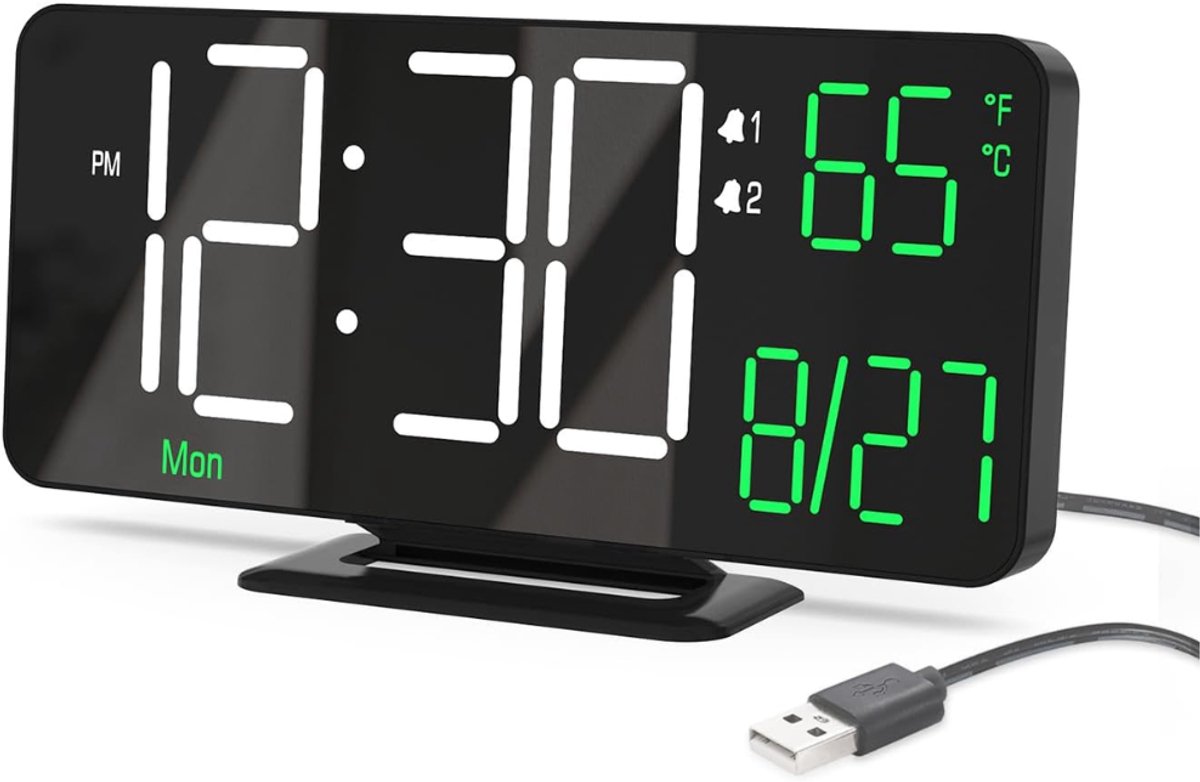 ZRNS® Dementieklok - Klok voor Dementie - Seniorenklok - Geheugenklok - Digitale Wekker - Groot Display