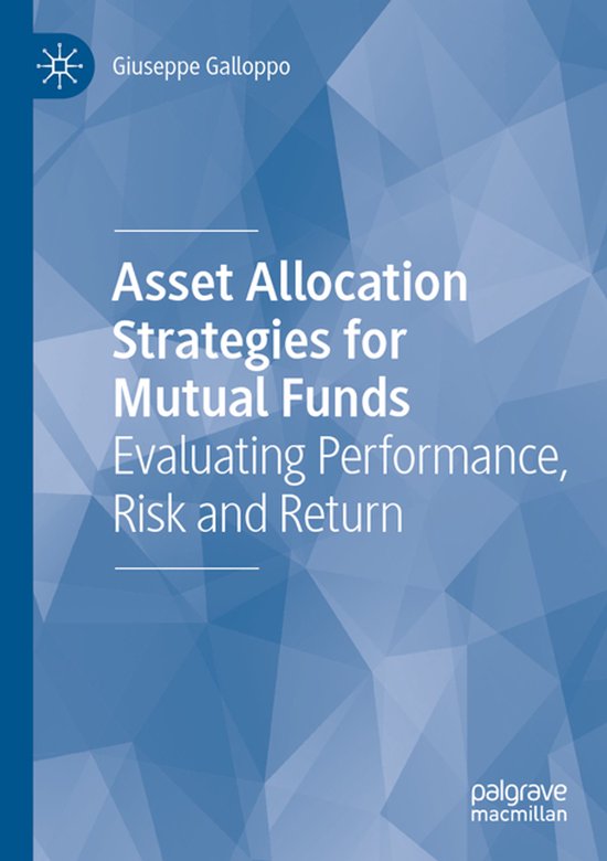 Boek 'Asset Allocation Strategies for Mutual Funds' door Giuseppe Galloppo, met abstracte blauwe patronen.