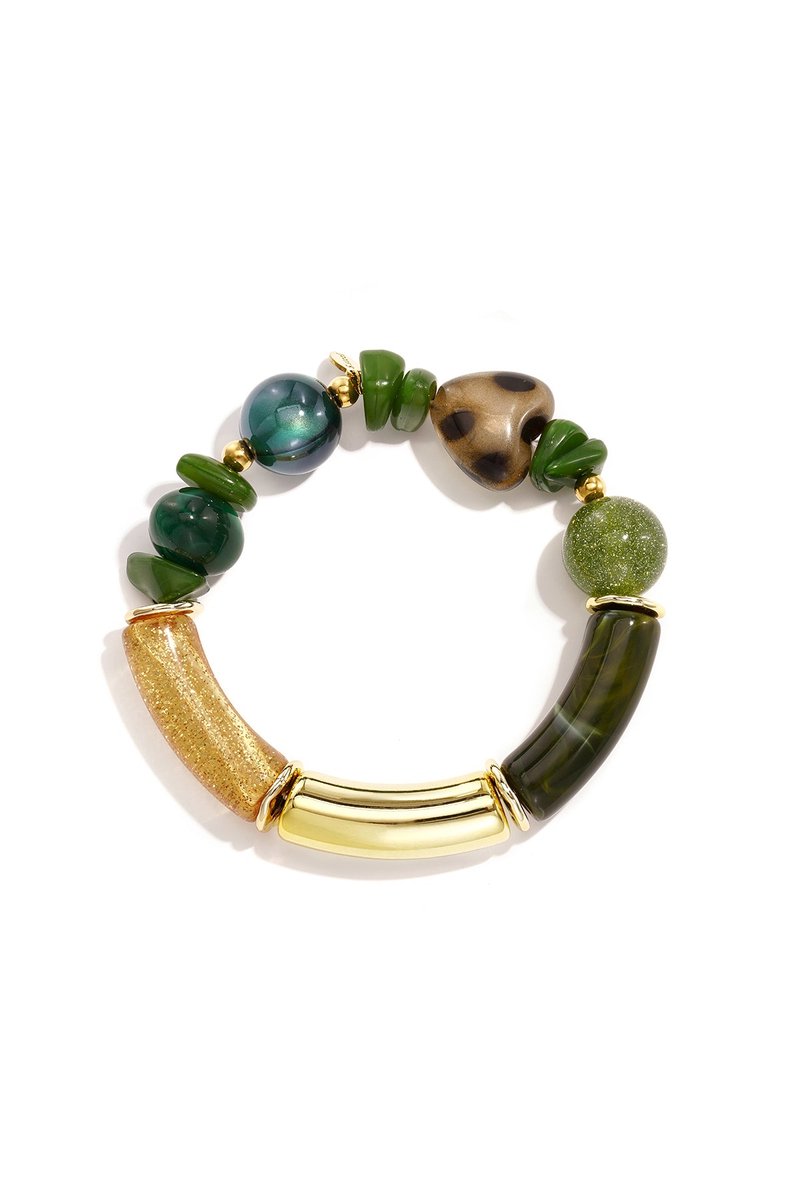 Lana - Kralen Armband - Acryl & Stainless Steel - - Groen