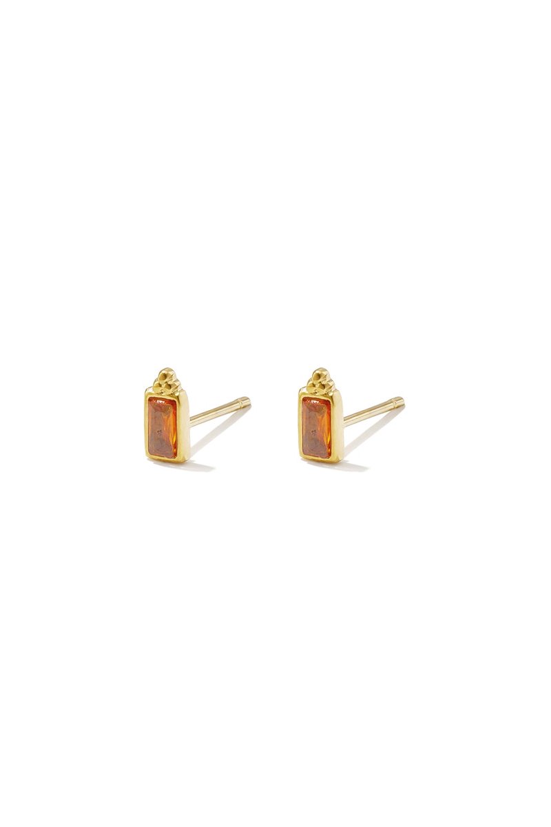 Lola - Oorknopjes - Zirkonia - Stainless Steel - - Oranje