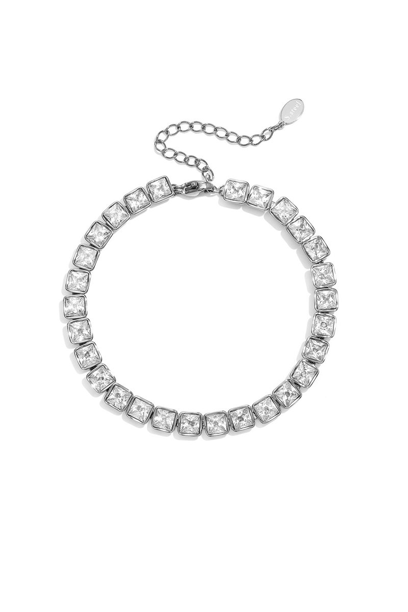 Lumina - Rechthoekige Armband - Zirkonia - Stainless Steel - - Goud