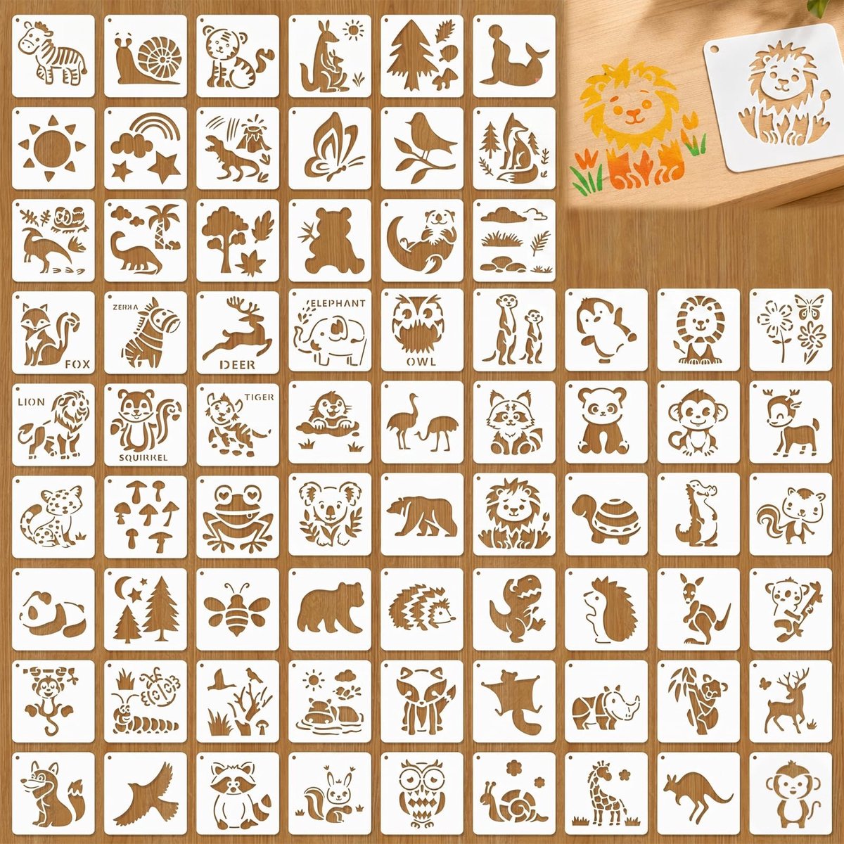 Solidchoice - Set van 72 Dierensjablonen voor Textieldecoratie