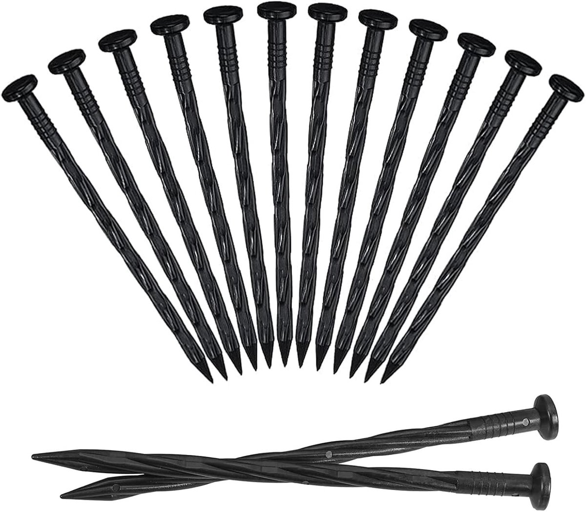 Tuinschutting Randafwerking, Tomatensteunen, 25 Stuks Plastic Tuinankers, Grondpinnen voor Tent en Kunstgras, Spiral Binding voor Tuinranden (20 cm, 25 Stuks)