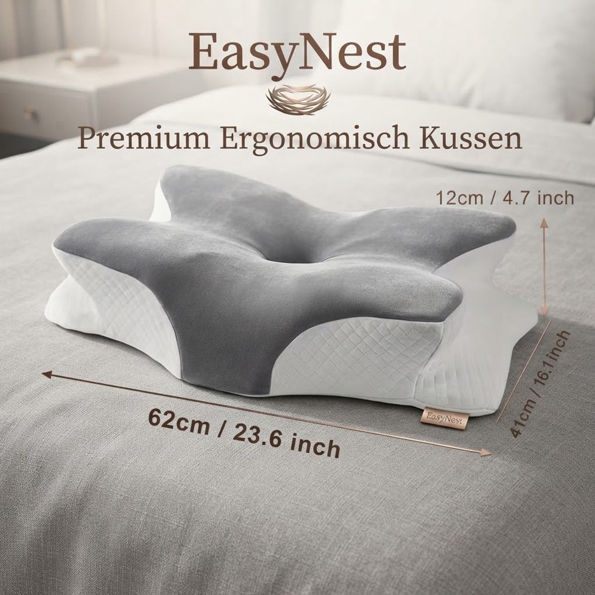 Cervicaal Kussen – Ergonomisch Neksteunkussen met Langzame Rebound – Zacht en Verkoelend Hoofdkussen – Voor Zijslapers en Verschillende Slaaphoudingen – Wasbare Kussensloop