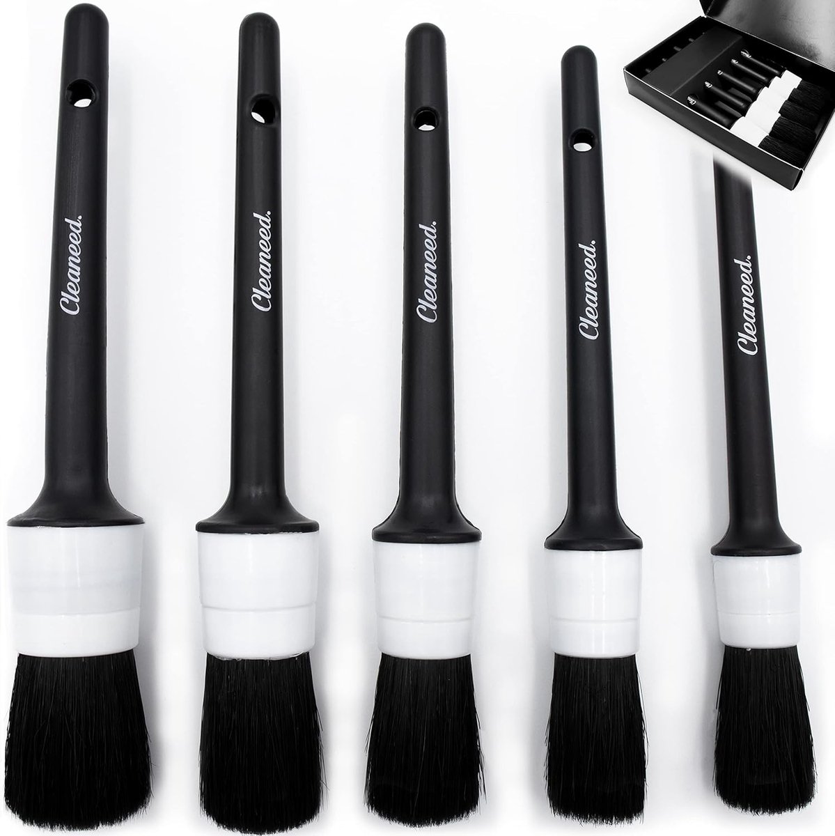 SnelShoppen - Detailing Pinsel Set Premium [5 PCS] - Universele Reinigingsborstels voor Auto Interieur, Aluminium Velgen, Motor - Zacht & Eenvoudig Sc