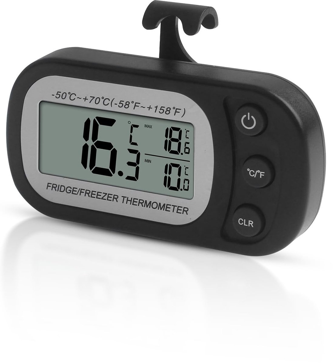 SnelShoppen - Digitale Thermometer voor Koelkast en Vriezer - Waterproof - Maximaal/Minimaal Registratie - Hygrometer - Temperatuur Range -50°C tot +7