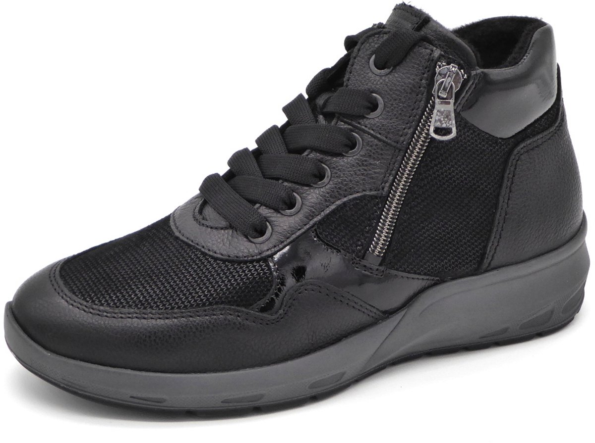 Waldläufer Dames Veterboot - 831802-502-001 Zwart - Wijdte M - Maat 6 (39)