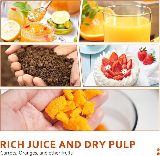 SnelShoppen - Slow Juicer voor Fruit en Groenten - 150W Stille Motor, Twee Snelheden, RVS Design in Zwart en Zilver, Inclusief Receptenboek - Perfect van Snelshoppen — afbeelding 4
