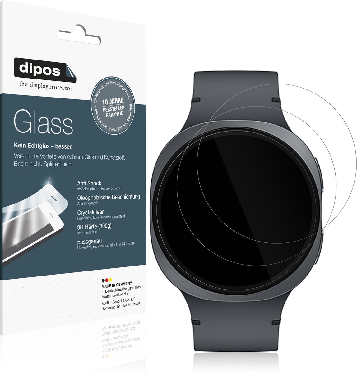 dipos – 2x Pantserfolie geschikt voor Samsung Galaxy Watch8 40mm | 9H Screenprotector
