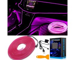 SnelShoppen - LED Strip Auto Interieurverlichting USB Neon Paars EL Draad 10m - Waterdicht 5V Auto Decoratie - Sfeerverlichting voor Auto, Feest, Camp