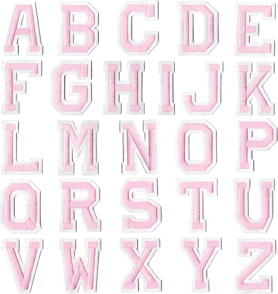 SnelShoppen - 52 Stuks Roze Strijkpatches A-Z Borduurletters voor Kleding, DIY Decoratie, Thermo Strijkletters voor Hoed, Tas, Jeans, Shirt - Compleet
