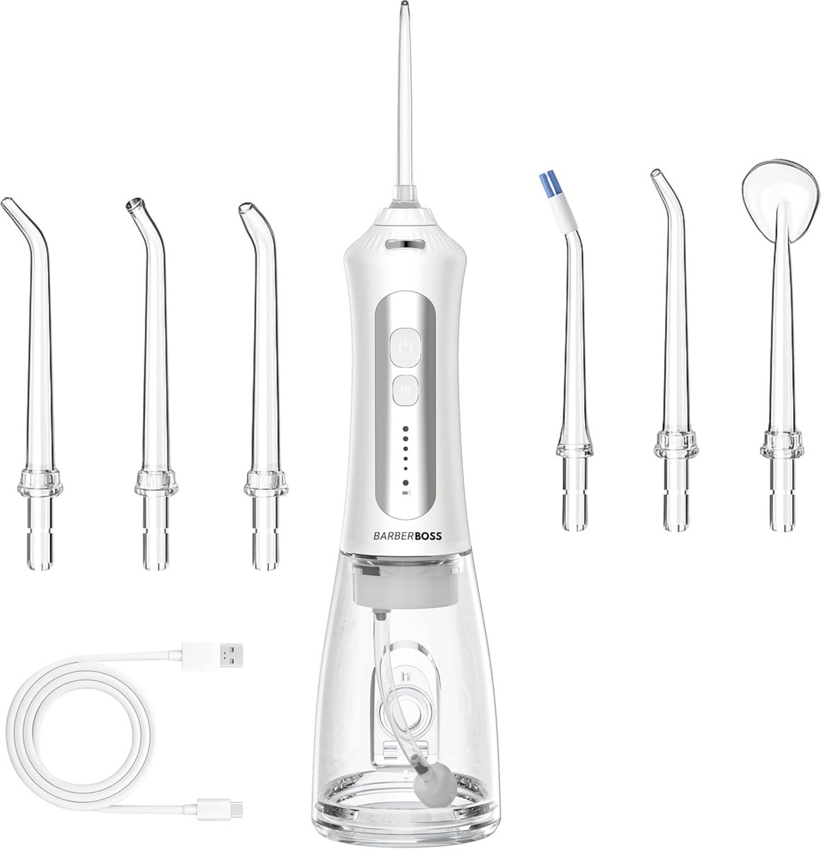 SnelShoppen - Draadloze Water Flosser voor Tanden en Tandvlees, Oplaadbare Mondirrigator met 5 Drukstanden, 5 Spuitmonden, 300ml Tank, IPX7 Waterdicht