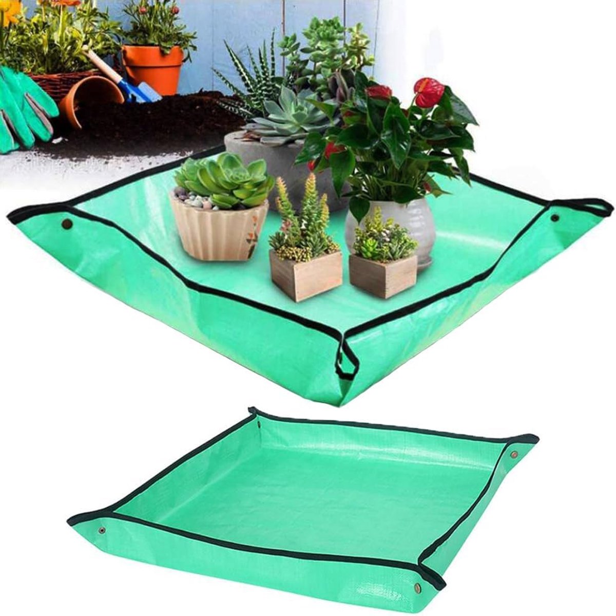 SnelShoppen - Set van 2 Tuinmatten, Waterdichte Plantmat, Vouwbare Repotting Mat, Tuinwerkmat voor Binnen en Buiten, 100 cm en 68 cm, Beschermende Kus