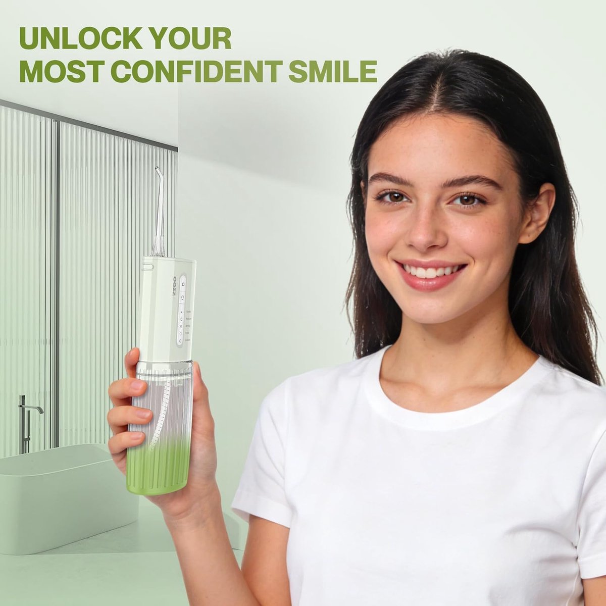 SnelShoppen - Draagbare Water Flosser, USB-C Oplaadbare Mondirrigator met 5 Modi, 6 Tips en Lekvrije Ontwerp, IPX8 Waterproof, Perfect voor Reizen en thumbnail 2