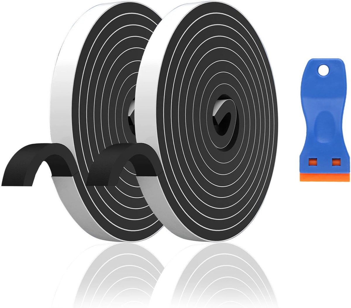 SnelShoppen - Set van 2 Hob Sealing Tape 5 m x 10 mm x 3 mm - Inductie Sealing Tape - Rubber Isolatie Tape - EPDM met Schraper voor Keramische Kookpla